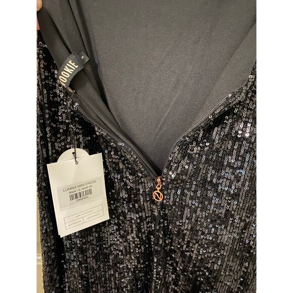 NWT Nookie Lumina Mini Dress Small Black Sequin Backless Cocktail Party Glam - Picture 8 of 12